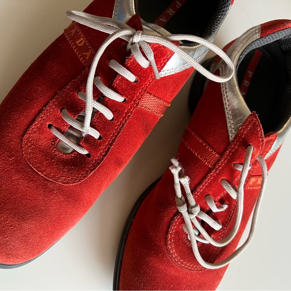 Prada Rust and Silver Women’s tennis shoes trainers Italy 38 1/2 - Picture 6 of 7
